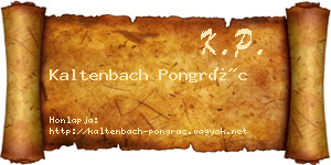 Kaltenbach Pongrác névjegykártya